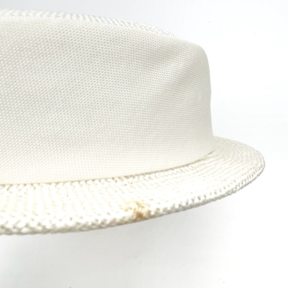 Vintage 1950s Cream Straw Sailor Hat Antique Ivory Boater Skimmer W Bow Detail - Picture 11 of 12